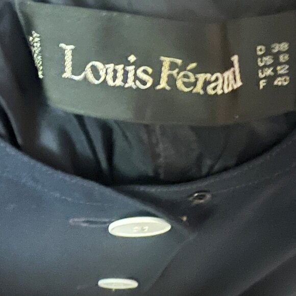 VTG Louis Féraud Paris x Creeds Toronto Navy Button Front Longline Jacket Dress - Picture 11 of 12